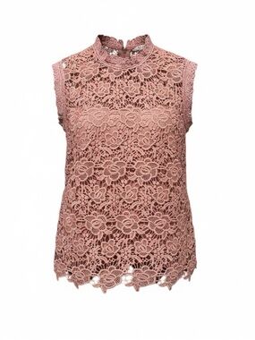 Nanette Lepore Pink Crochet Lace Mock Neck Top Size M